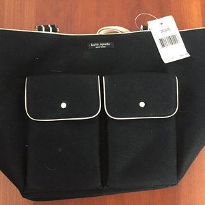 NWT Black with white piping Kate Spade Tracy Bucket Bag